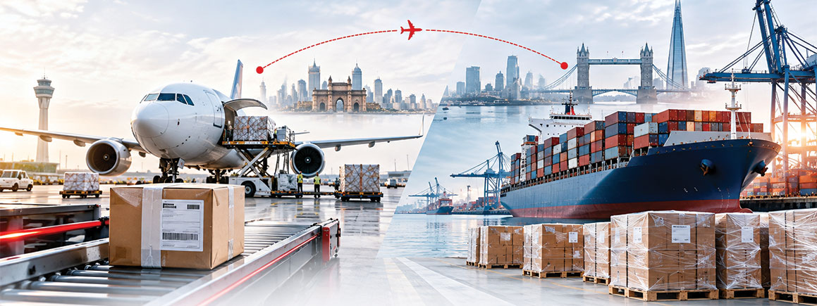 India to UK courier and LCL sea freight comparison for business shipments